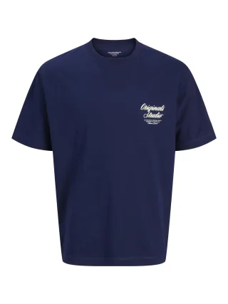 JACK&JONES - JORNORREBRO TYPO TEE SS CREW NECK NOOS ocean cavern - Gr. - XXL