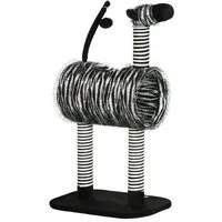 PawHut Kratzbaum im Zebra-Design Kletterbaum Katzenmöbel, Schwarz+Weiß, BxTxH: 48.5x35x93 cm