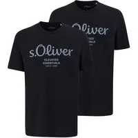 s.Oliver T-Shirt (2-tlg) mit Rundhals-Ausschnitt, kurzarm, Logo-Aufdruck im 2er Pack