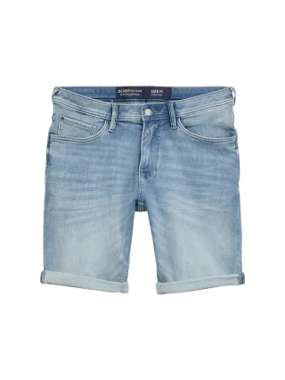 Denim Tom Tailor - TTPIERS SLIM Jeans Shorts mit Superstretch used bleached blue denim - Gr. - XXL