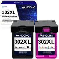 MOOHO ersetzt für HP 302XL 302 XL Tintenpatrone (Envy 4520 4522 4524 4525 4527 OfficeJet 3830 3831 3832 3833 3834 3835 4652 4655 4658 5220 5230 5232, 2-tlg., Kompatibel Deskjet 1110 2130 2132 2134 3630 3633 3634 3636 Drucker)