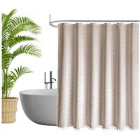 OKWISH Duschvorhang Badewannenvorhang Stoffvorhang Badezimmer Vorhang Breite 183 cm (Badvorhang mit 12 Duschvorhangringe, Wasserabweisend Anti-schimmel Waschbar), für Badewanne Dusche Wohnmobil Apartment Studentenwohnheim