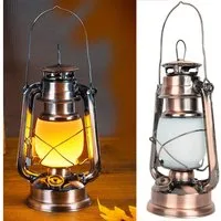 Casativo LED Laterne Retro LED-Sturmlaterne 25cm mit Flammen-Optik Ø15 x H25 cm Batterie, LED fest integriert, Batteriebetrieb, Bronzelook, zum Aufhängen, Tragegriff&Ring
