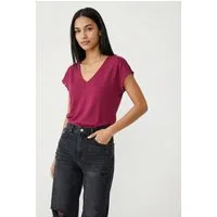 Vero Moda Blusenshirt VMIBILSA S/S V-NECK TOP JRS BTQ mit Spitzendetails