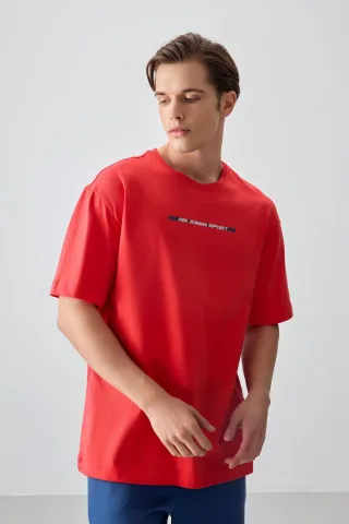 Übergroßes Baumwoll-Crewneck-T-Shirt