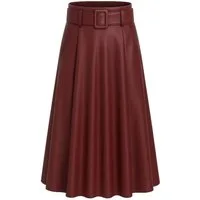 Mississhop Lederimitatrock Damen A-Linien Rock mit Gürtel – Kunstleder M.401