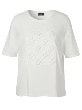 VIA APPIA DUE - T-Shirt mit grafischem 3D-Motiv und Rundhalsausschnitt weiß - Gr. - 42