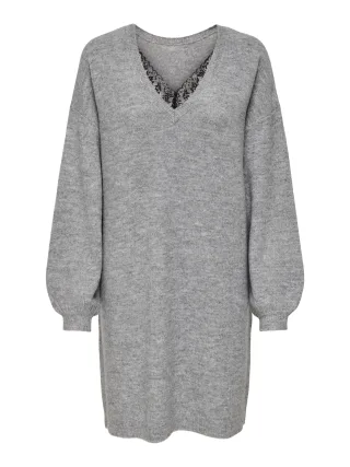 ONLY - ONLMANIFESTA LS REVERSIBLE DRESS RP KNT light grey melange - Gr. - M
