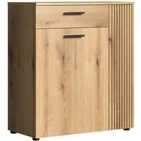 trendteam Kommode, In Evoke Eiche Melamin & Schwarze Rillen B/H/T: 80 / 89 / 36 cm