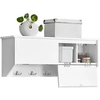 SoBuy Wandgarderobe FHK24, Flurgarderobe Kleiderhaken Hängeregal mit 2 Klappen und 5 Haken