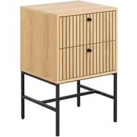 ACTONA GROUP Nachttisch Albany, Eiche-Optik, Lamellenfront, 2 Schubladen, B: 45,6 cm