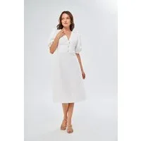 WOMAN VISION Midikleid Midikleid mit Blumenmuster und V-Ausschnitt