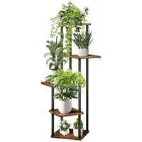 relaxdays Pflanzentreppe Pflanzenregal mit 5 eckigen Ablagen (1 St), Industrial-Schwarz