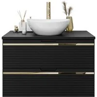 Lookway Badmöbel-Set ARTEMIS II 80 cm Bad-Set mit Unterschrank und Spiegel, (Badezimmerschrank mit wählbarem Spiegel, Becken und Armatur), mit Soft-Close-System