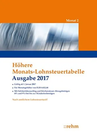 Höhere Monats-Lohnsteuertabelle 2017: Solidaritätszuschläge und Kirchensteuer-Abzugsbeträge (8% und 9%) mit bis zu 3 Kinderfreibeträgen