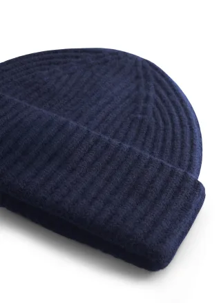 Premium Mütze aus hochwertiger Woll-Kaschmir-Mischung blau - Gr. - ONE SIZE
