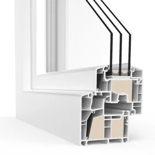 Wärmedämmfenster, Kunststoff, energeto® 8000ED, Weiß, 510 x 510 mm, 3-fach Verglasung, festverglast, individuell konfigurieren