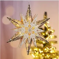 Meinposten LED-Lichtervorhang Weihnachtsstern Holzstern Ø 30cm Stern Holz Fensterdeko LED