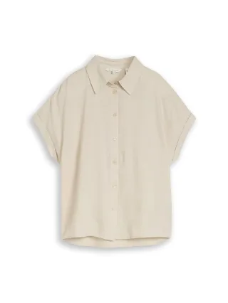 Tom Tailor - Loose Fit Bluse mit Leinenanteil sand stone beige - Gr. - 40