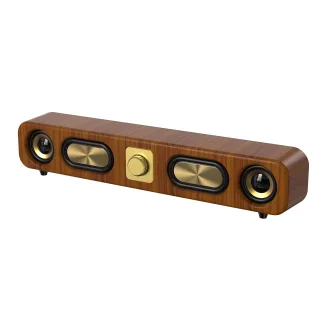 Vintage Wooden Speaker Wired bluetooth Soundbar with Four Units Surround Sound 2400mAh Battery Support U Disk TF Card AU