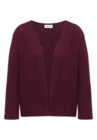 CECIL - Offene 3/4-Arm Jacke im Ajour-Look sweet grape red - Gr. - L