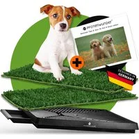 PfotenWunder Hundetoilette Hundeklo 63*51cm Hundetoilette kleine große Hunde Welpen-Toilette Klo, Inkl. 2x EASY-WASH-Rasen & Hilfreicher Anleitung
