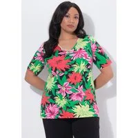 Ulla Popken T-Shirt T-Shirt A-Linie V-Ausschnitt Halbarm
