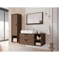 MIRJAN24 Badmöbel-Set 14, (4er-Set, Spiegel, Waschbeckenschrank, Waschbecken, Badezimmerschrank)