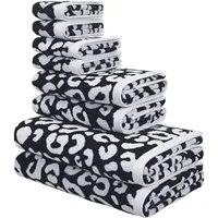 OTTO home Handtuch Set Regona Leo, 8 tlg. Set, Premium Handtücher, 100% Baumwolle, 550 gr/m², Frottier (8-St), Animal Print, Duschtücher, Handtücher, Gästetücher, Seiftücher