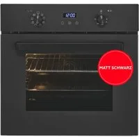exquisit Backofen EBE367-H-120 mattschwarz, Heißluft & dreifach verglaste Tür – Wärme bleibt sicher im Ofen!