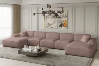 Wohnlandschaft U-Form CELES XL in Stoff Scala Rose