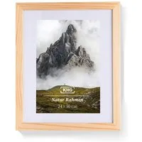 KHG Bilderrahmen 24x30 cm Natur, für 1 Bilder (stabile Glasfront, MDF-Holz-Rahmen foliert & Passepartout, 1 St), Premium-Rahmen für Fotos, Poster, Zertifikate & Collagen