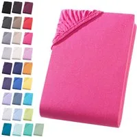 Visaggio Spannbettlaken Jersey aus 100% Baumwolle Spannbetttuch Bettlaken, Jersey, Gummizug: rundum, Spannbettlaken, für Matratzenhöhen bis 22 cm, Steghöhe 30 cm