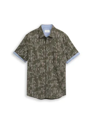 Tom Tailor - Regular Fit Kurzarmhemd mit Muster leaf green irregular design - Gr. - XXL