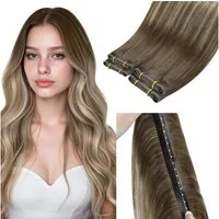 LuxusKollektion Echthaar-Extension Extensions Echthaar Tressen 45cm-100G 1.8-butterfly weft-#3 8 24