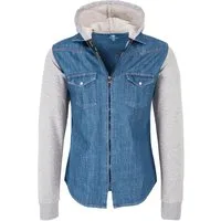Rock Creek Jeansjacke Herren Jeanshemd mit Kapuze