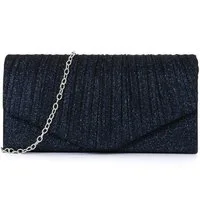 nsihing Clutch Damen Clutch, Glitzer Abendtasche mit Abnehmbarer Schulterkette, Elegante Umhängetasche mit Plissee Design für Party, Hochzeit & Abend