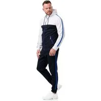 L.gonline Freizeitanzug Herren Jogginganzug Freizeitanzug Sportlich 3750 (Kapuzenjacke mit Reißverschluss, Hose, 2-tlg), mit Streifen