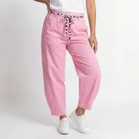 OriginalYou Schlupfhose Damen Sommerhose Baumwolle Freizeithose Barrel Fit Elastikbund mit elastischem Bund, erhältlich in Größe 36/38