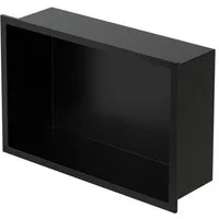 LuxeBath Duschwand Wandnische mit Rahmen aus Edelstahl Flexibler Einbau für Badezimmer, Duschnische Schwarz 20x30x10cm Einzelregal & Rahmen Befliesbare Nische