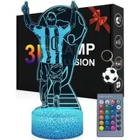 LA CUTE LED Nachtlicht 3D Nachtlicht Fußballspieler Nr. 10 mit 16 Farben & Fernbedienung, Bunt, RGB LED, 3D-Fußballspieler, 16 Farben, Fernbedienung, Touchfunktion, LED