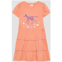 s.Oliver Minikleid Kleid Jersey-Kleid mit Puffärmeln und Pailletten