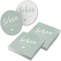itenga Papierserviette itenga 40x Serviette Schön dass du da bist eukalyptus mit Bierdeckel S