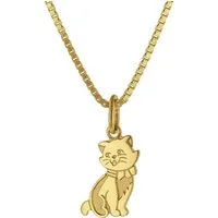 trendor Kette mit Anhänger Anhänger Katze Gold 333 (8 Karat) + goldplattierte Silberkette
