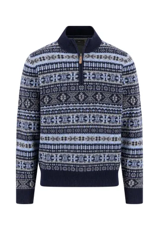 FYNCH-HATTON - Zip Troyer, Jacquard, Lambswool*RWS navy - Gr. - XXL