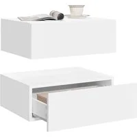 Woltu Nachttisch (2-St), hängend mit Schublade, Wandregal weiß für Schlafzimmer Wohnzimmer