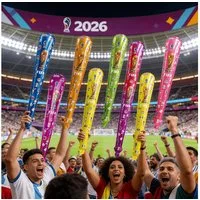 Stelby Aufblasbares Partyzubehör FIFA WM 2026 Folienballons 5er-Pack – Aufblasbare Jubel-Sticks, mit integriertem Glöckchen – Fan-Klatschstangen