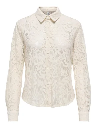 ONLY - ONLBIRUN L/S LACE SHIRT WVN Birch - Gr. - S