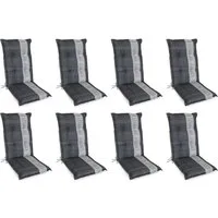 Gardissimo Hochlehnerauflage 8 er Set Maison Gartenstuhl Auflage Polsterauflage 8 cm dick, (Spar-Set, 8 St., 8 Auflagen), UV-beständig für Hochlehner-Stühle Rückenhaltebänder und Bindebänder