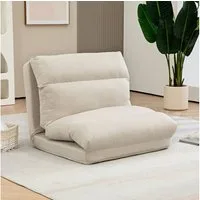 HOMCOM Bodenkissen 3 in 1 Schlafsessel klappbar Schlafsofa mit Bettfunktion, für Wohnzimmer Schlafzimmer Beige